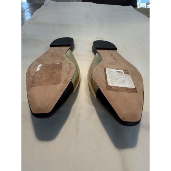 NEW Veronica Beard Carlotta Leather Cap-Toe Gold & Black Flats Sz US-6 - Picture 9 of 12